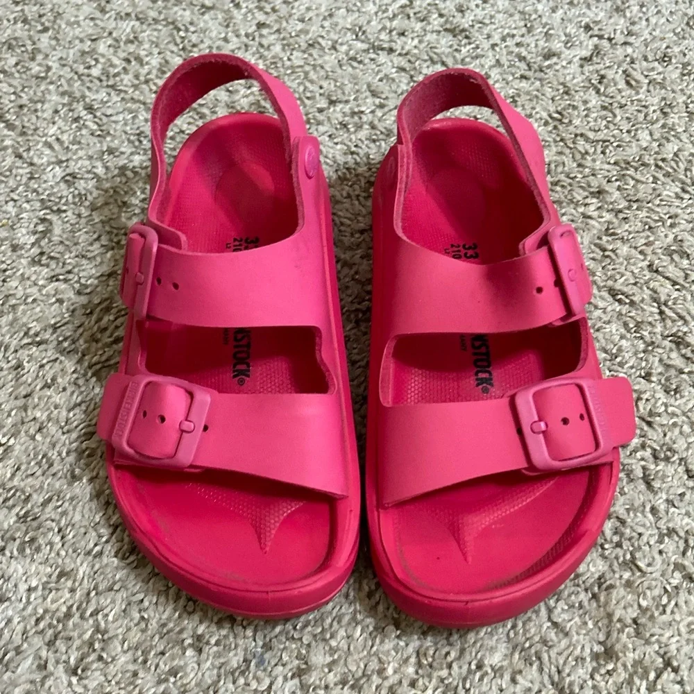 Kids Birkenstock Hot Pink Sandals Mogami Birko-Flor Sandal Tulip Backstrap L2 33